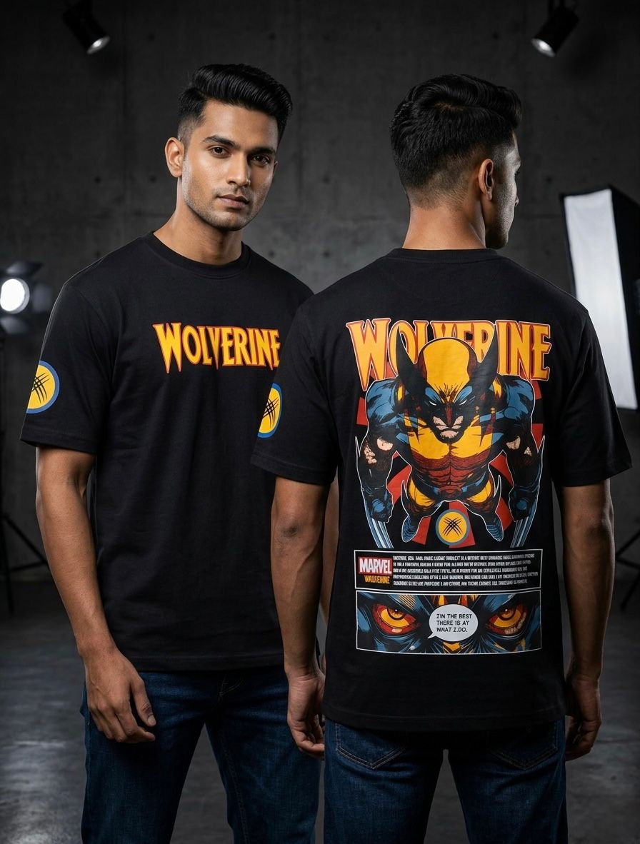 "Marvel Wolverine graphic t-shirt – stylish drop shoulder design for fans"